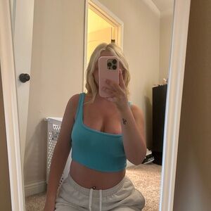 Garage Blue Cropped Tank Top